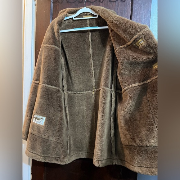 1970's Western Rancher Style Sherpa Lined Cowhide Leather Coat - Picture 8 of 10